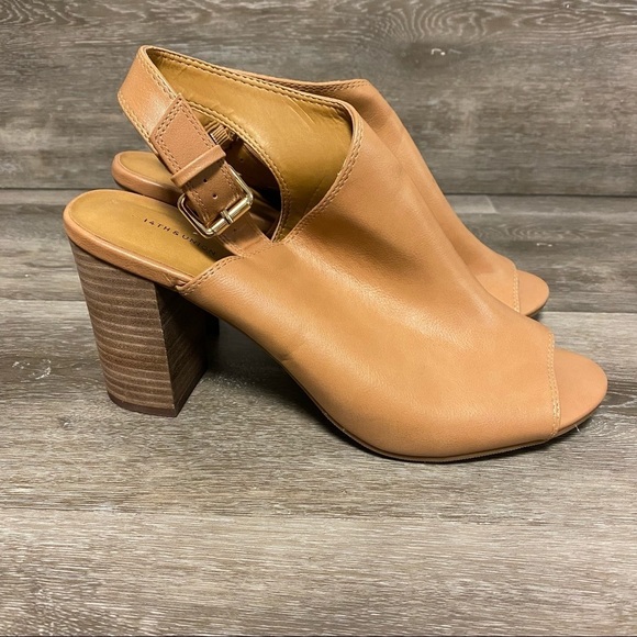 14th & Union | Asher Block Heel Tan Peep Toe Sandals Size 10 - Picture 2 of 8